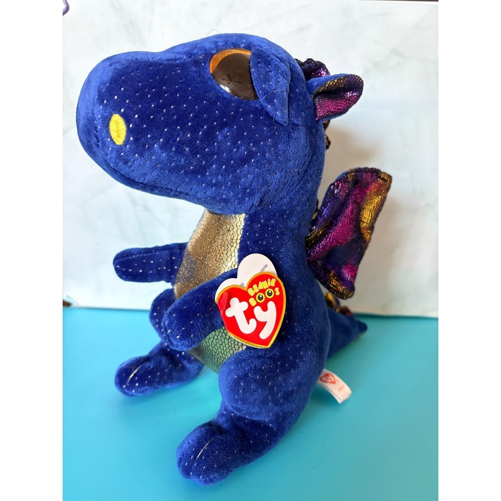 Ty Beanie Boos SAFFIRE‎ the Blue Dragon Plush 6" R15